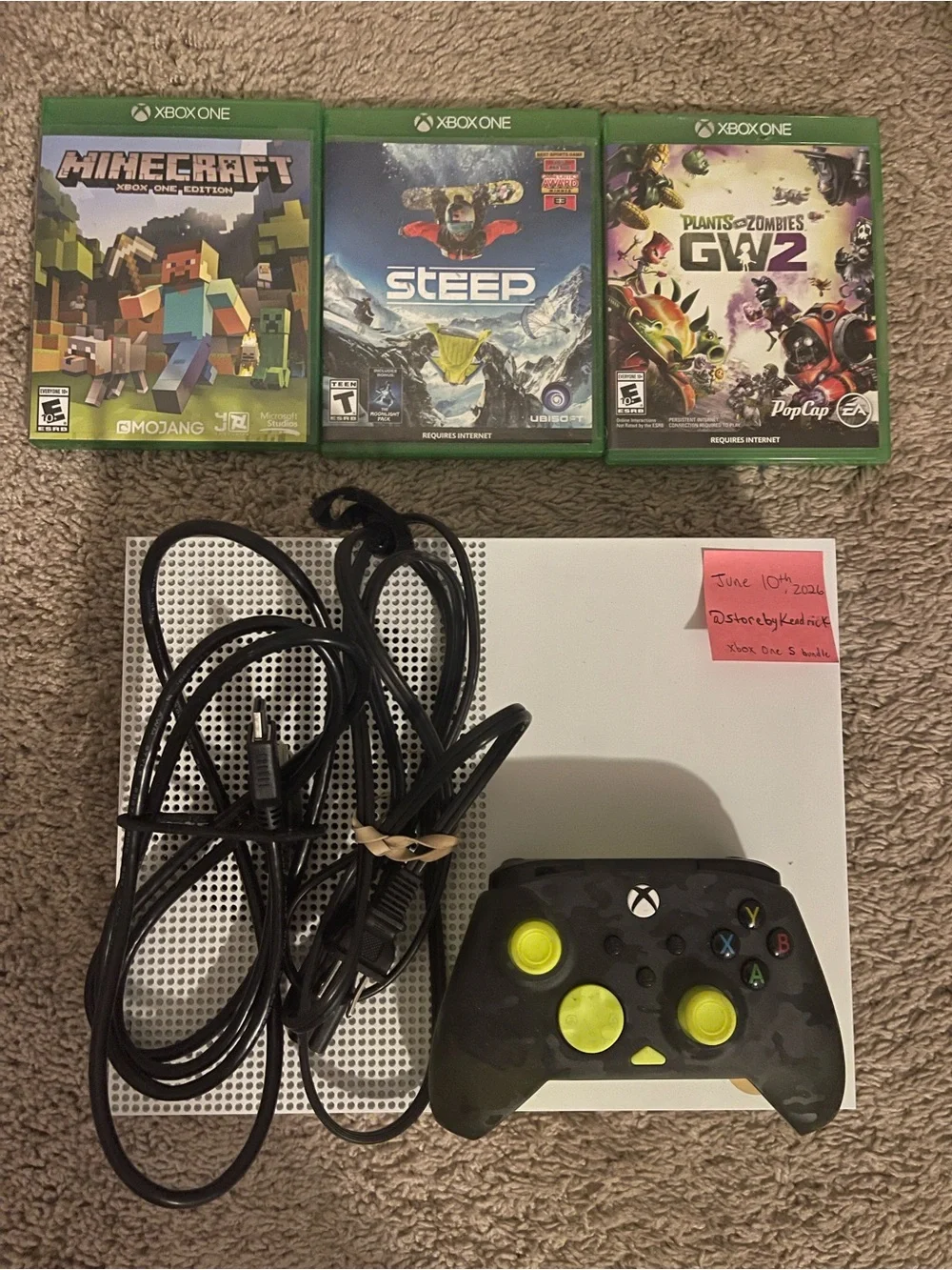 Xbox One S (512gb) Bundle w/ Camo Controller and 3 Games